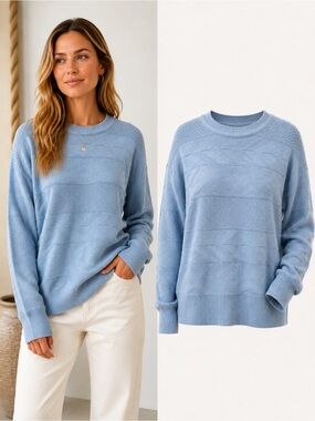 Par Four | Vintage Textured Knit Sweater NWT | Medium Light Blue 100% Cotton USA